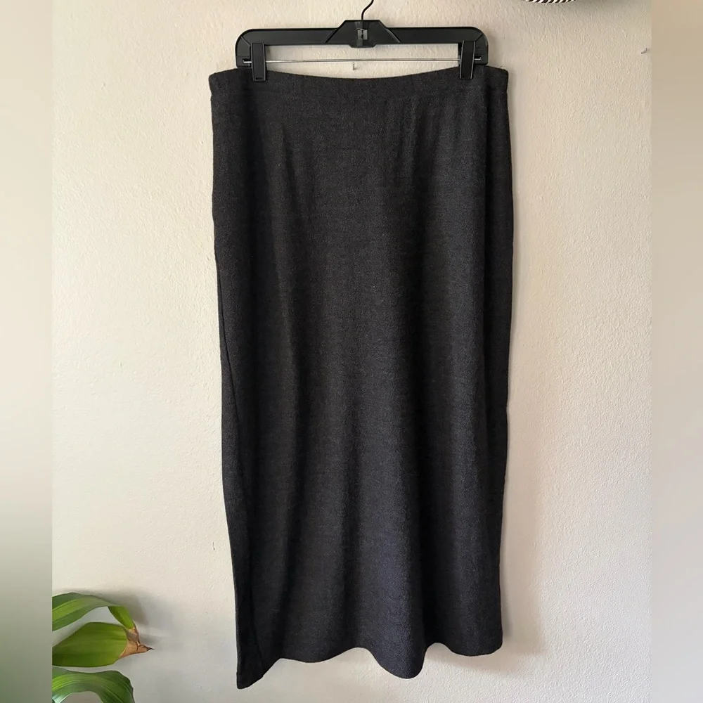 NWT Eileen Fisher Knitted Wool Crepe Straight Skirt Charcoal Gray Women’s Large - Picture 3 of 7